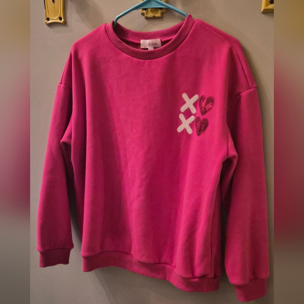 Boutique Pink Crewneck Sweatshirt with Sequin Design, Small